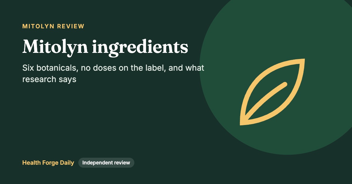 Mitolyn ingredients card listing maqui berry, rhodiola, astaxanthin, amla, cacao and schisandra